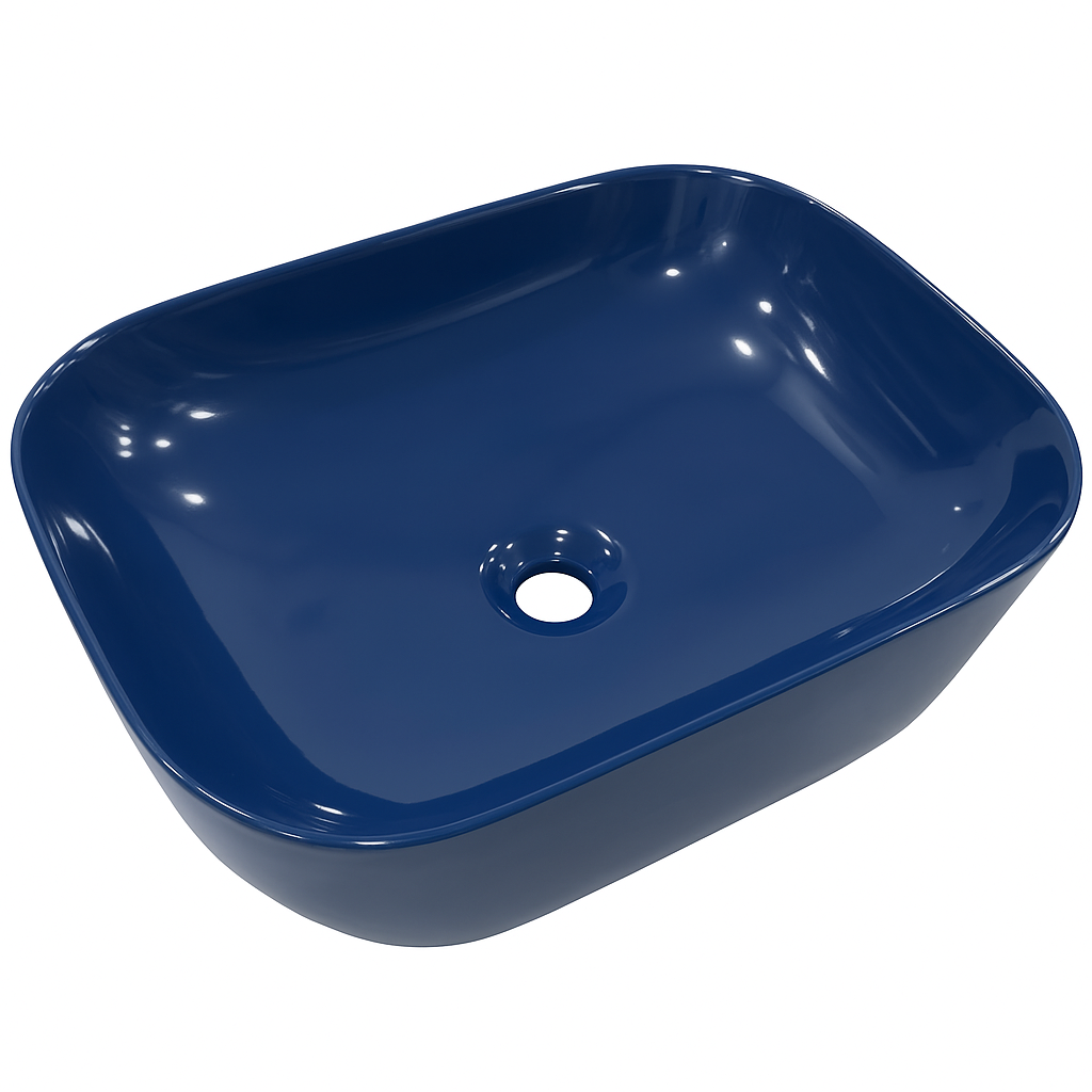 Toris Navy Blue Top View (2) Navy Blue Ceramic Countertop Wash Basin | Plumbzo Mira Bhayander