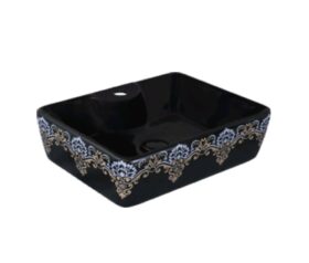 Nova Floral Black | 16×12 Wall Mounted Basin